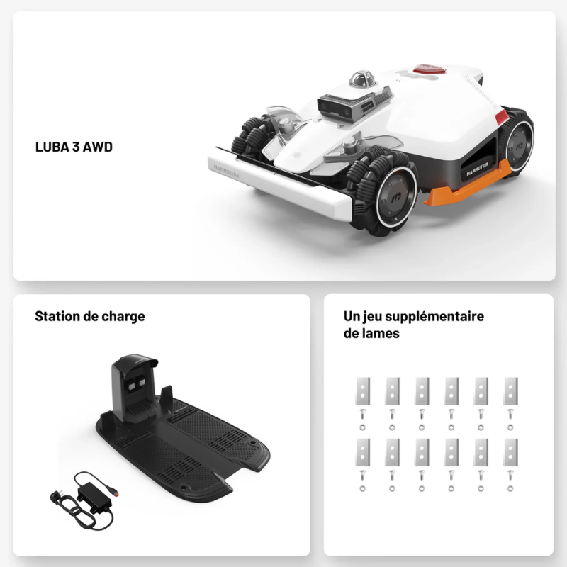 Mammotion LUBA 3 AWD – 1500: Cortacésped robótico inalámbrico con tracción integral, LiDAR y visión dual.